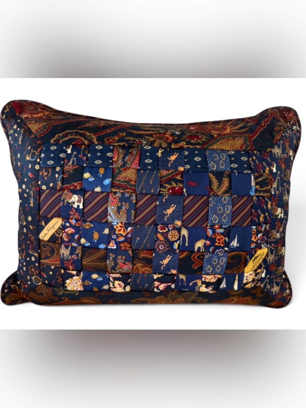 Silk and Wool Woven Patchwork Luxury Throw Pillow